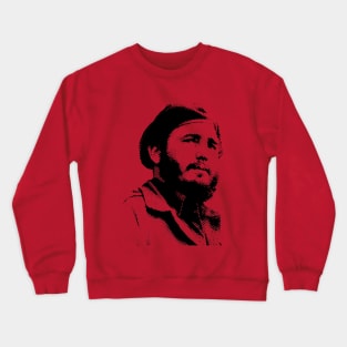 Young Fidel Castro with a Dreamy Look and Beret Crewneck Sweatshirt